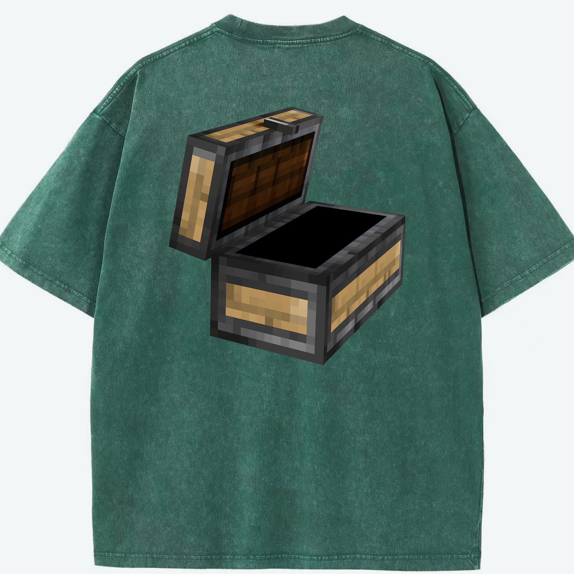 （画像用） マインクラフト ブロックの世界 Minecraft MC Block world 綿100% ヴィンテージ風 半袖Tシャツ（背面プリント）